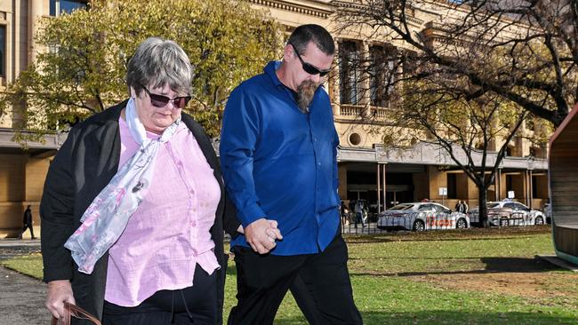 The parents of Jake Stock leave the District Court on Wednesday after the sentencing. Picture: NCA NewsWire / Brenton Edwards