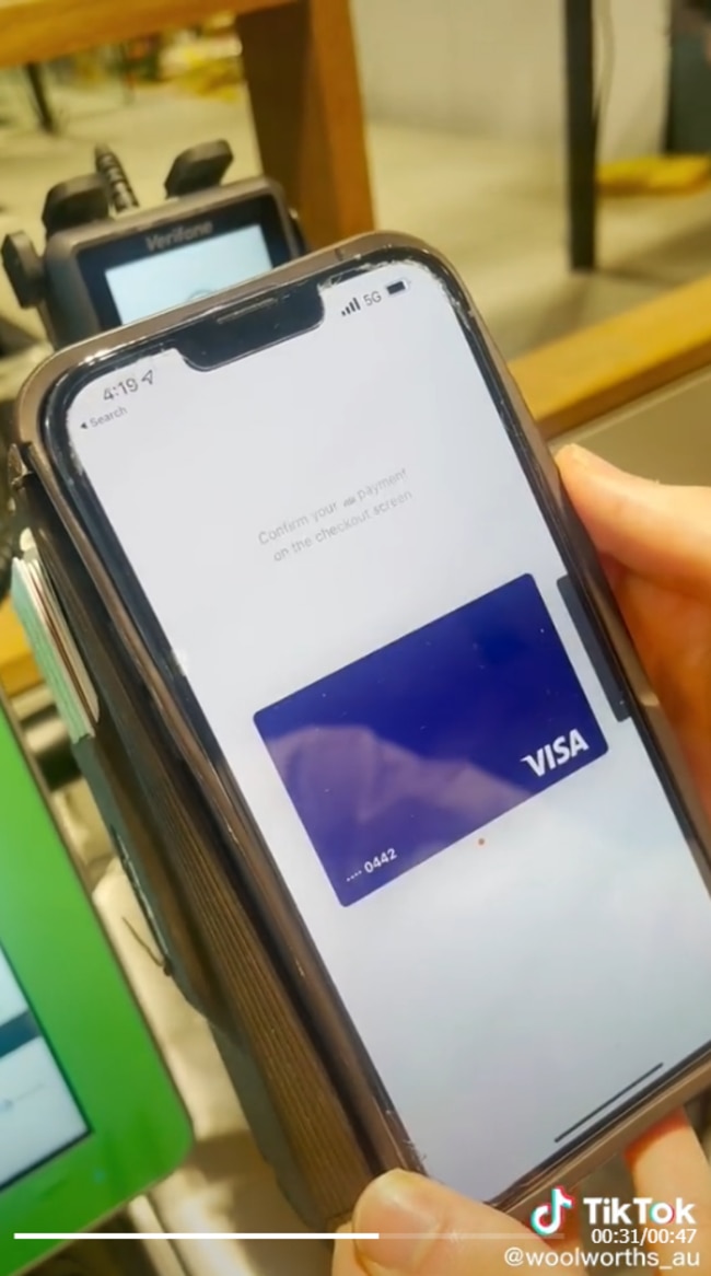 It then deducts the amount from your nominated account. Picture: TikTok/woolworths_au
