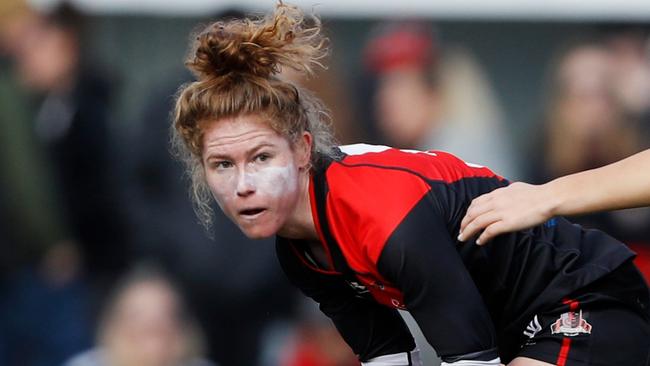 MELBOURNE, AUSTRALIA - JULY 03: Georgia Nanscawen of the Bombers in action during the 2022 VFLW Grand Final match between Essendon and the Southern Saints at ETU Stadium on July 03, 2022 in Melbourne, Australia. (Photo by Dylan Burns/AFL Photos via Getty Images)