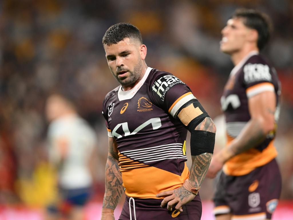 BRISBANE, AUSTRALIA - AUGUST 23: Adam Reynolds of the Broncos looks dejected during the round 25 NRL match between Brisbane Broncos and Parramatta Eels at Suncorp Stadium, on August 23, 2024, in Brisbane, Australia. (Photo by Matt Roberts/Getty Images)