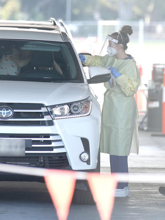 Covid testing at the drive-through site at Victoria Park. Photo Kelly Barnes