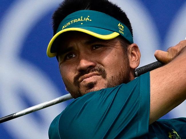 Australia's Jason Day tees off in round 2 of the menâs golf individual stroke play of the Paris 2024 Olympic Games at Le Golf National in Guyancourt, south-west of Paris on August 2, 2024. (Photo by John MACDOUGALL / AFP)