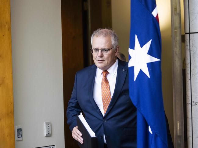 Prime Minister Scott Morrison during a national cabinet press conference in Parliament House Canberra. Picture: NCA NewsWire / Gary Ramage