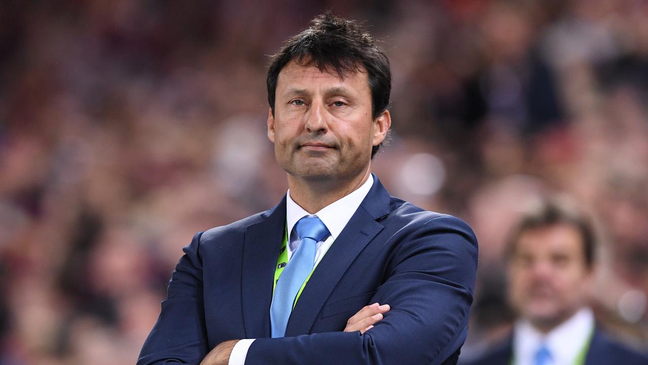 **FILE** A Wednesday, July 12, 2017 image reissued Friday, August 25, 2017 of NSW State of Origin coach Laurie Daley looking on during State of Origin Game 3 between the Queensland Maroons and NSW Blues, at Suncorp Stadium in Brisbane. Laurie Daley's tenure as NSW State of Origin coach is over after the NSW Rugby League opted against renewing his contract. The Blues have lost won just one series since Daley took over in 2013, and the NSWRL confirmed on Friday they would seek to employ a new coach. (AAP Image/Dave Hunt) NO ARCHIVING, EDITORIAL USE ONLY
