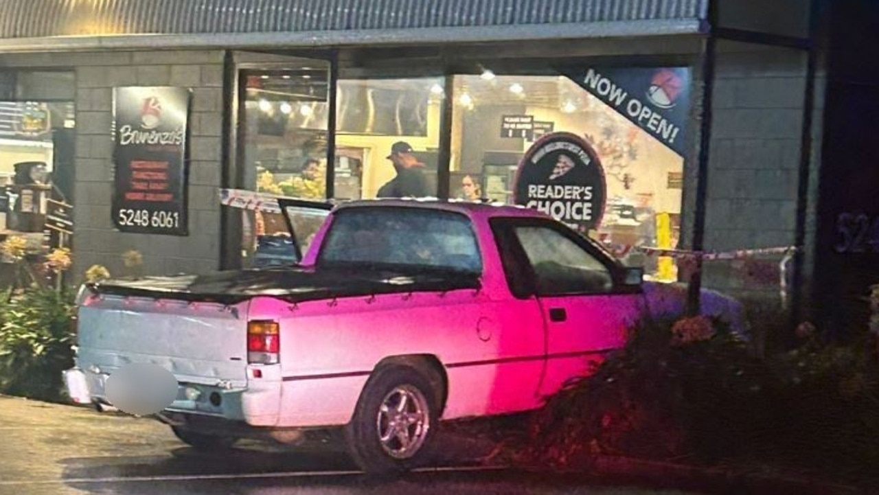 The ute slammed into the shopfront on the Bellarine Hwy. Photo: Supplied.