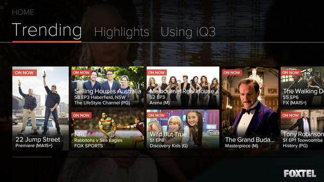 New look ... Foxtel’s iQ3 set-top box will list shows in a different way.