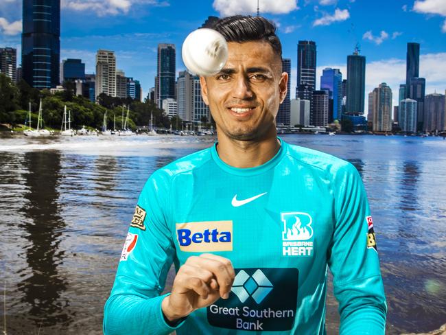 Brisbane Heat's Mujeeb Ur Rahman from Afghanistan looks forward to putting a spin on the competition this Bbl season. Picture taken ahead of first Gabba game on Sunday v Thunder.Picture: NIGEL HALLETT