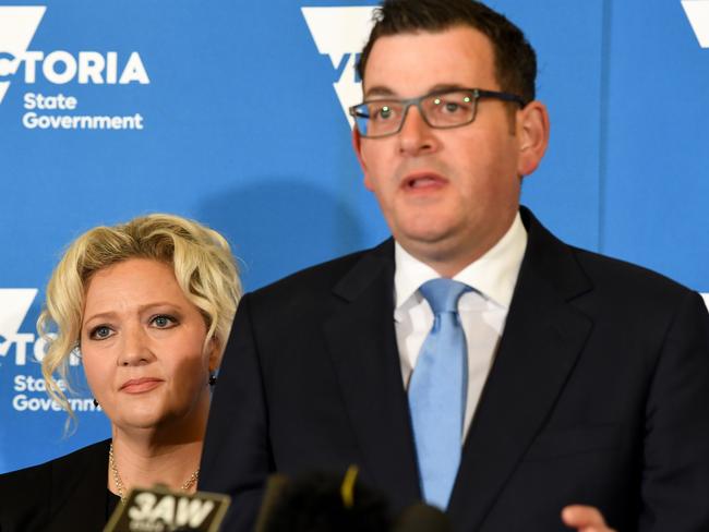 Premier Daniel Andrews with Health Minister Jill Hennessy. Picture: AAP