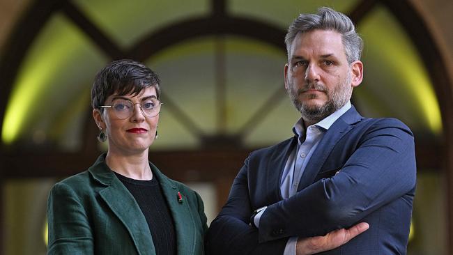 Greens MPs Amy MacMahon and Michael Berkman. Picture: Lyndon Mechielsen