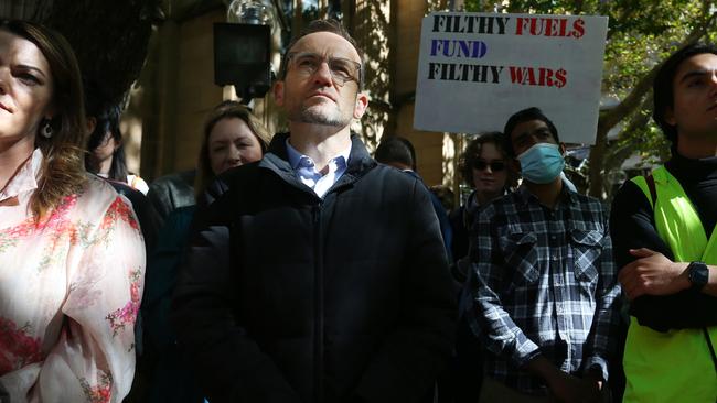 Leader of the Australian Greens, Adam Bandt, at the 'School Strike 4 Climate' at Sydney Town Hall in 2022. Picture: Getty Images