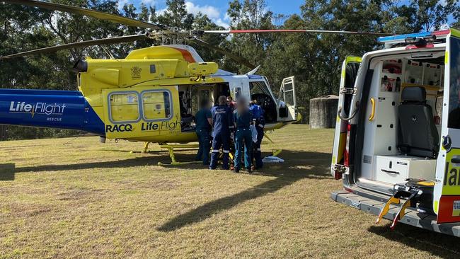 RACQ LifeFlight Rescue airlifts injured dirt bike rider. Photo: RACQ LifeFlight Rescue