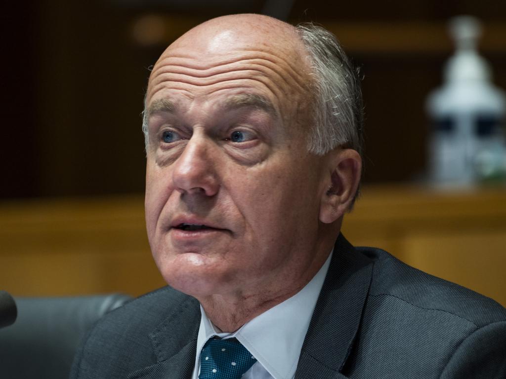 Liberal senator Eric Abetz pressed Mr Clifton on abuses in Xinjiang. Picture: Martin Ollman / NCA NewsWire