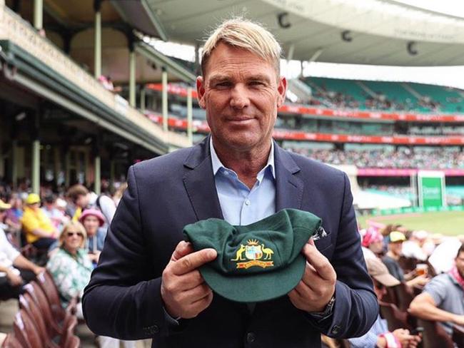 Shane Warne donated his precious baggy green to the Australian bushfire appeal