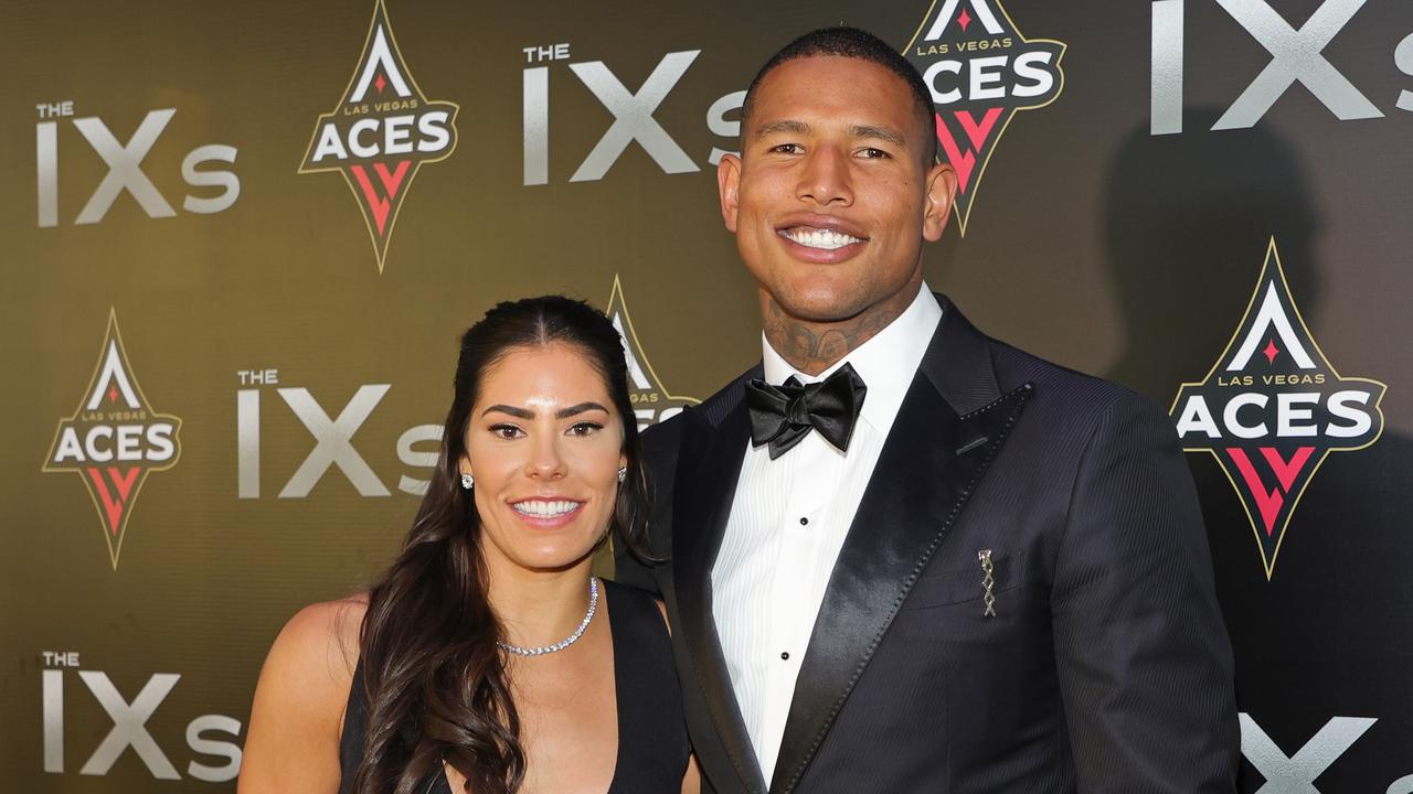 WNBA player Kelsey Plum and tight end Darren Waller. Photo by Ethan Miller/Getty Images.