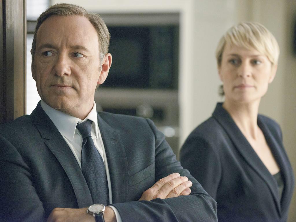 Kevin Spacey and Robin Wright in House of Cards. Spacey was dumped from the show’s final season, amid a slew of sexual assault accusations. Picture: Nathaniel Bell