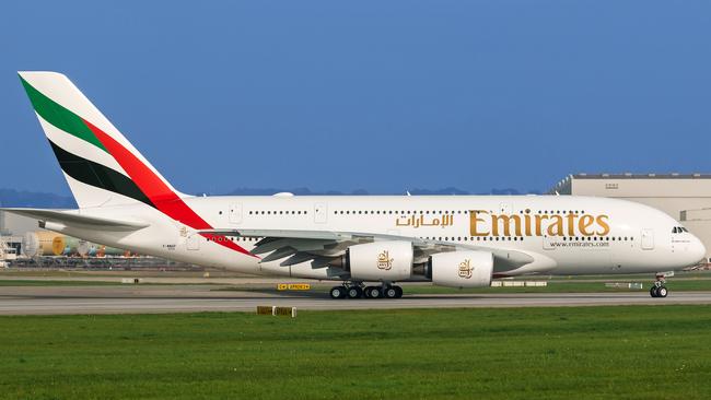 One of Emirates’ huge fleet of Airbus A380 aircraft.