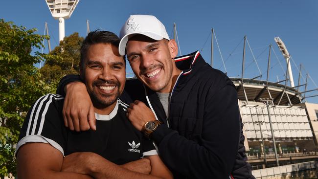 Former Docker Harley Bennell (right) with mentor Andrew Krakouer. Picture: Josie Hayden