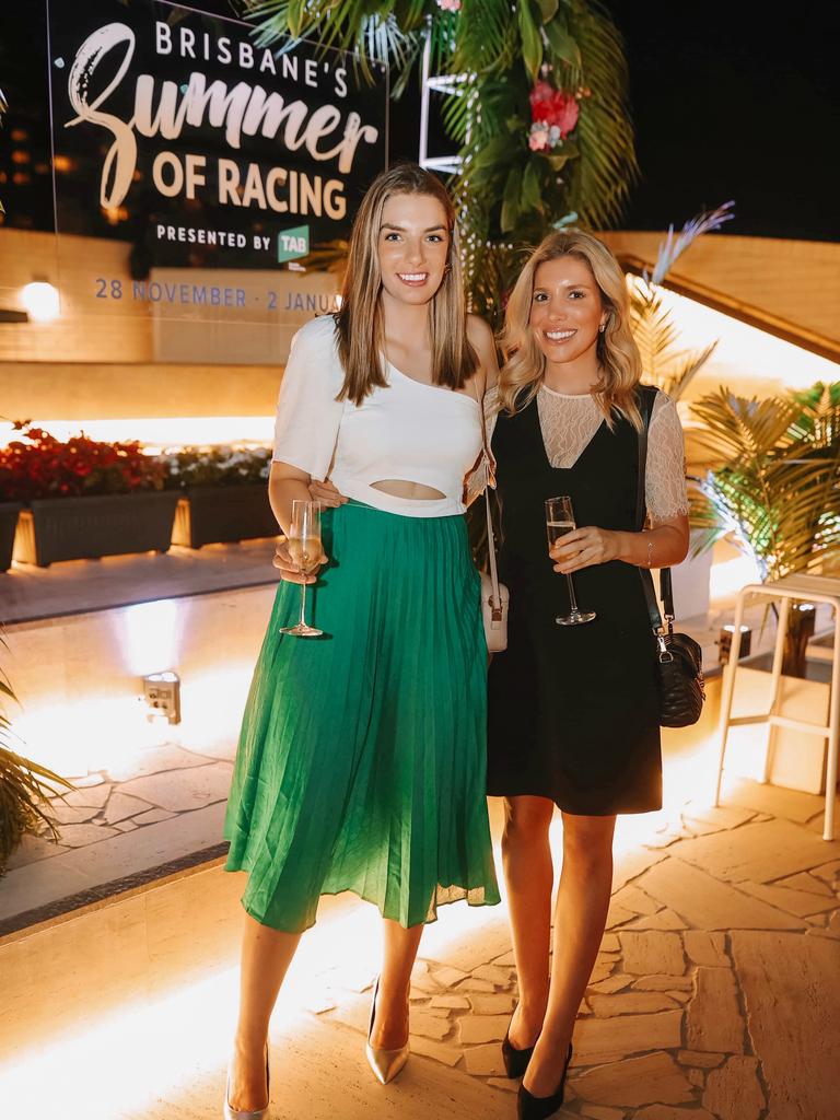 Rebecca Duke and Sarah Matulin at Brisbane's Summer of Racing Launch at The Calile Hotel on November 19, 2020. Socials: Damien Anthony Rossi Pictures: Jared Vethaak