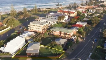 An aerial view of the lot on Pearl St, Kingscliff, where the proposed home would be built. Picture: Core Logic RP Data.