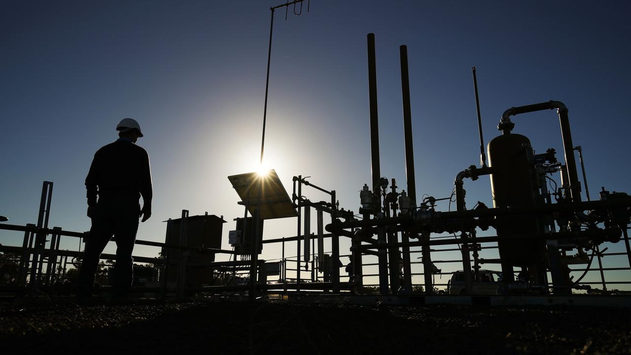 A Santos pilot well on a farm property in Narrabri, NSW. Woodside is holding merger talks with its smaller Australian rival. Picture: Bloomberg