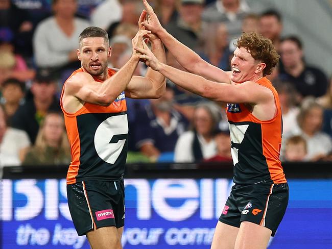 Jesse Hogan kicked seven goals. Picture: Graham Denholm/AFL Photos/Getty Images.