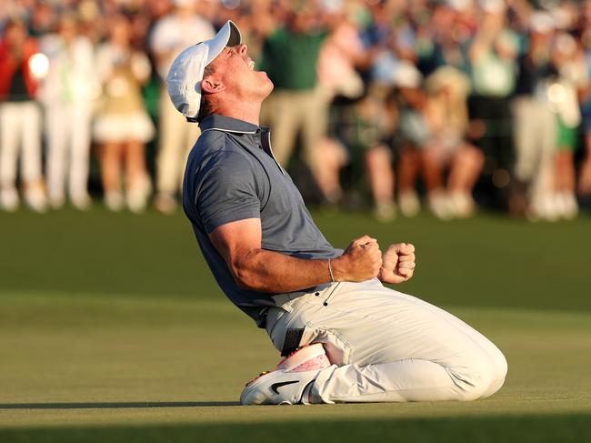 Things have dramatically changed since this moment at the Masters in April. Picture: Richard Heathcote/Getty Images