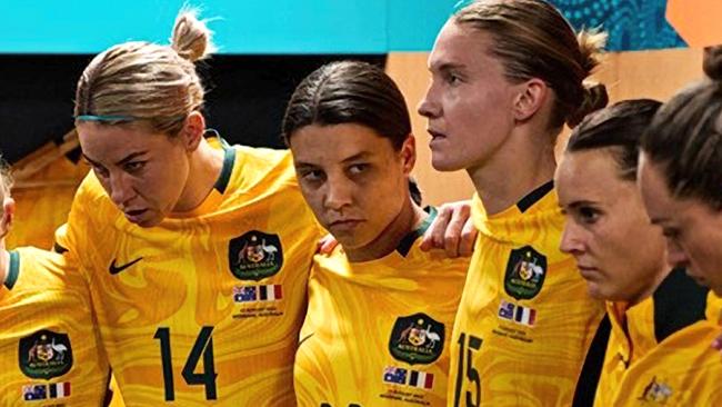 12/08/2023: Matildas Instagram picture posted on 15th August showing the team in the change rooms ahead of their triumph against France to go through to the quarter finals. (L-R) Mary Fowler, Tameka Yallop, Alanna Kennedy, Sam Kerr, Claire Hunt, Hayley Raso, Kyah Simon and Mackenzie Arnold