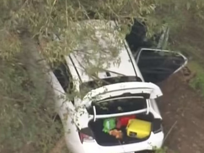 Police arrested one man after deploying tyre spikes on an alleged getaway car. Picture: 9 News