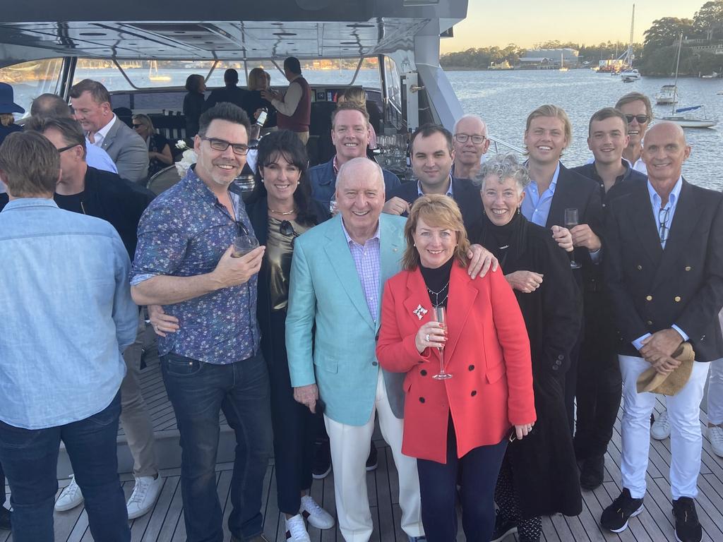 Alan Jones’ farewell on Anthony Bell’s boat in June, 2020. Picture supplied Jake Thrupp