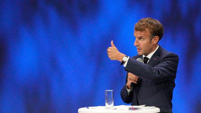 French President Emmanuel Macron, whose government will fire any health care workers who refuse the get the Covid vaccine. Picture: AFP.