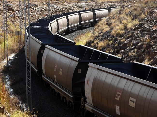 Generic view of coal train not far from the Anglo Coal German Creek mine, near the mining town of Middlemount, central Queensland.