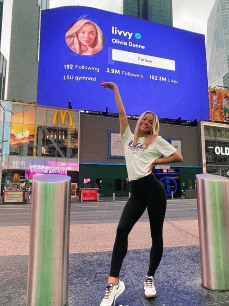 Olivia Dunne flaunts her fame. Photo: Instagram/Olivia Dunne.