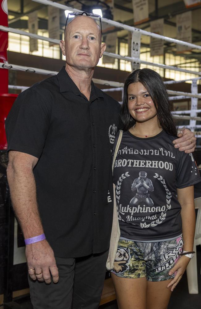 Jimmy Sizeland and Helena Bates at the NT Fight Series XI at Ventia Stadium. Picture: Pema Tamang Pakhrin