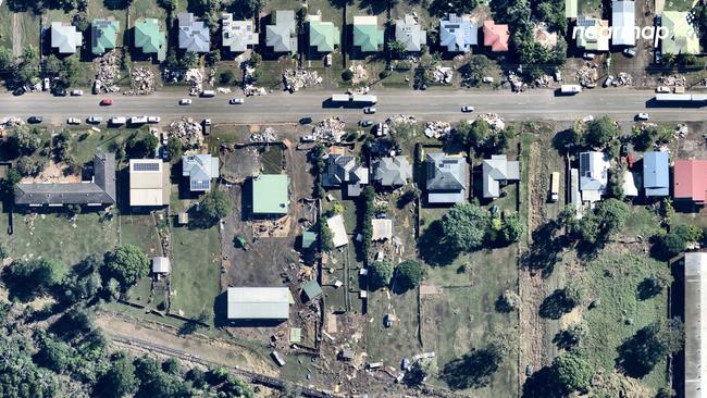 Australian location intelligence and aerial imagery firm Nearmap captured images after the floods to help with response, rebuilding and recovery efforts. Pictured is part of South Lismore. Picture: NearMap