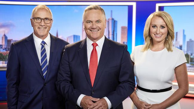 Seven News’ Tim Watson, Peter Mitchell and Jane Bunn.