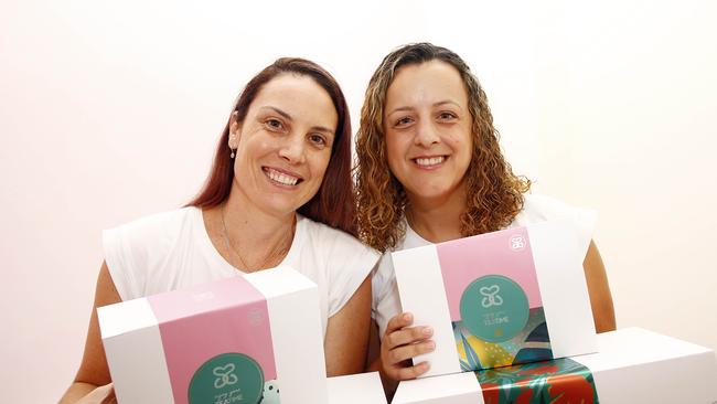 Soul Sisters Melissa Siwicki and Janna Azzi show the Courage Boxes for patients undergoing surgery and treatment. Picture: Tertius Pickard