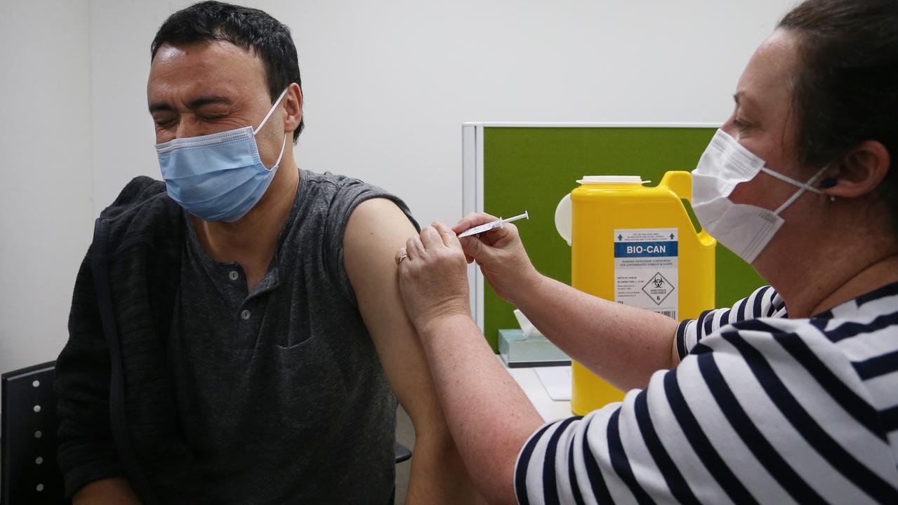 A patient receives a Pfizer vaccine in Sydney. Picture: Lisa Maree Williams/Getty Images