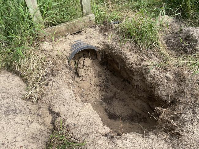 The rain event left drains clogged with sand.