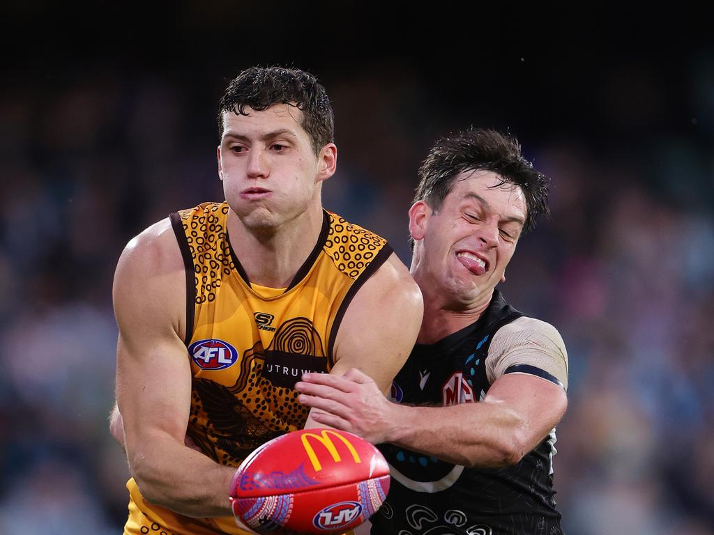 The Hawks have uncovered a gun ruckman in Lloyd Meek. Picture: Getty Images