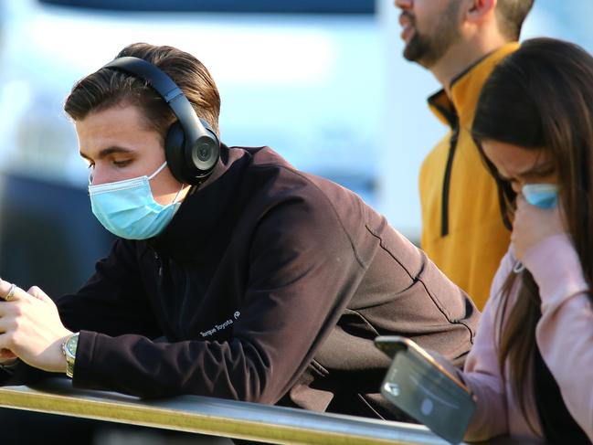 Brisbane is heading back to mask wearing and other restrictions as off 1am Tuesday morning for two weeks, People line-up out the front of the RBWH to have a Covid-19 test, Herston Monday 28th June 2021 Picture David Clark