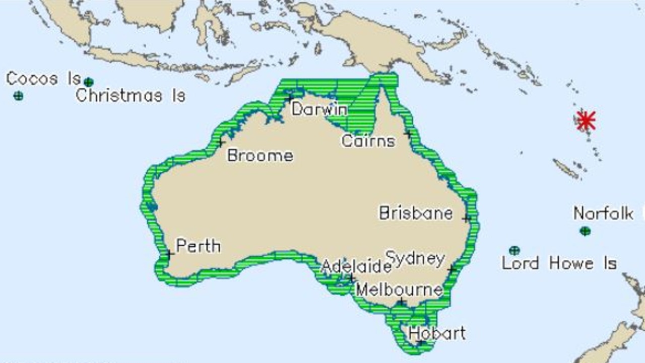 There’s no tsunami threat on the Australian coast. Picture: Bureau of Meteorology