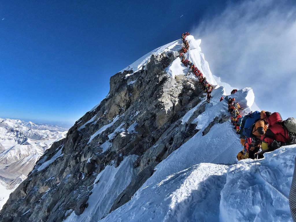 The traffic jam on Mount Everest on May 24, 2019. Picture: Project Possible/AFP