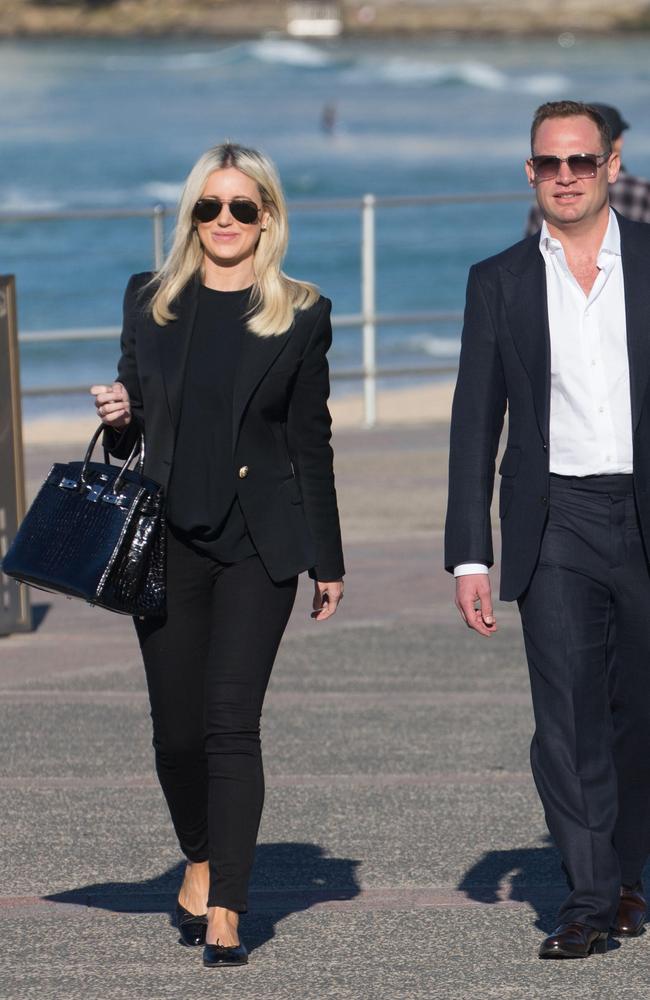 Roxy Jacenko yesterday, with a friend in Bondi. Picture: MEDIA-MODE.COM