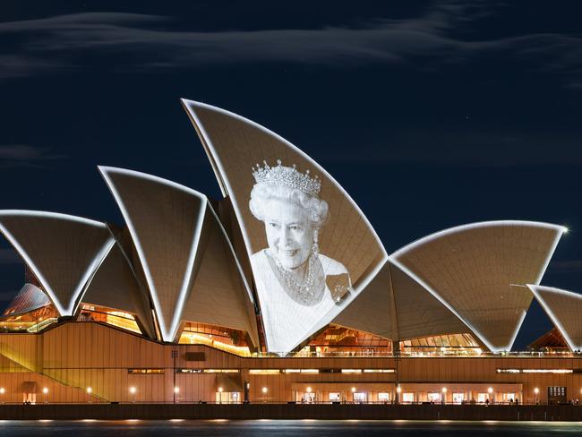 The sails of the Sydney Opera House were illuminated in honour of Queen Elizabeth after her death – but there was no projection for the coronation of King Charles. Picture: Toby Zerna