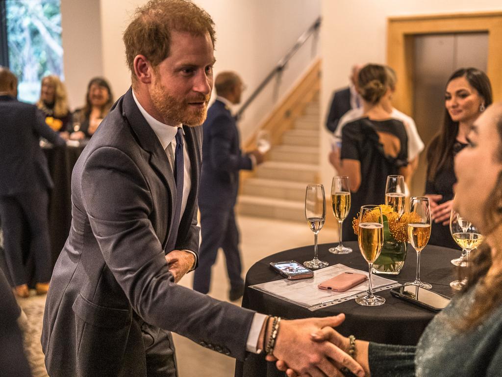 Prince Harry greets guests at an event in Johannesburg. Picture: Getty Images