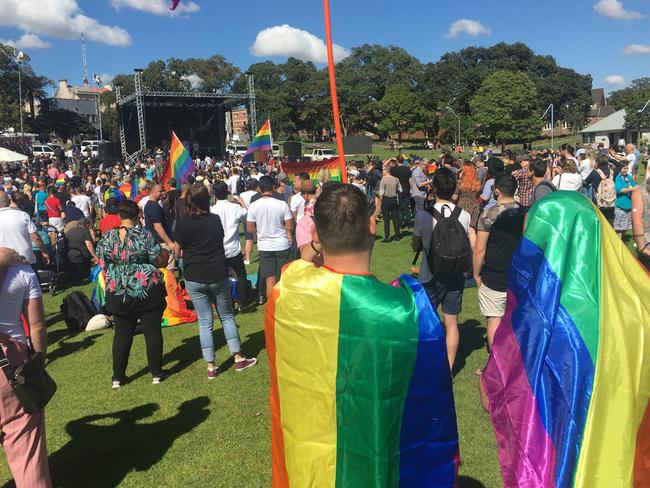 Thousands of people have begun to gather at Prince Alfred Park. Picture: Benedict Brook/news.com.au