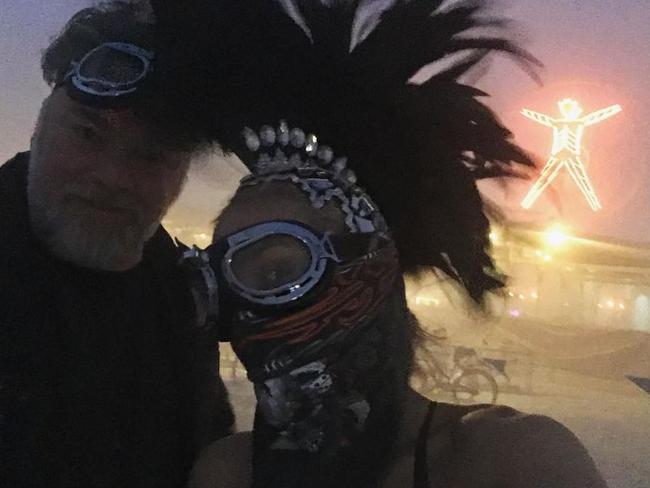 Australian radio personality Kyle Sandilands and girlfriend Imogen Anthony at the 2016 Burning Man Festival in the Black Rock Desert, Nevada. Picture: Instagram