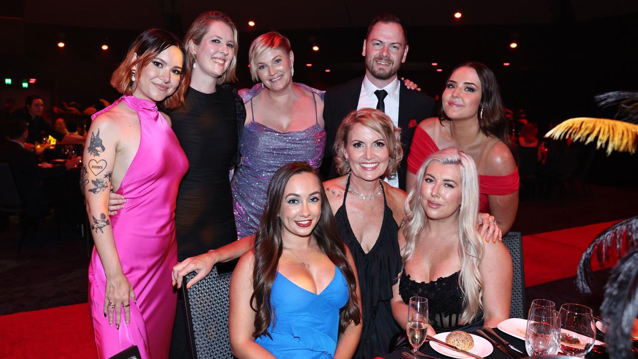 Saskia Hilton, Hannah Fuller, Bec Dent, Dan Fornby, Millie McCormack, Jemma Walker, Vanessa Allen and Alexandria Hills at the Cairns Chamber of Commerce Business Excellence Awards gala dinner, held at the Cairns Convention Centre. Picture: Brendan Radke