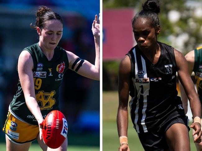 Billie Byers for St Mary's and Marika Carlton for Palmerston in the 2024-25 NTFL season.