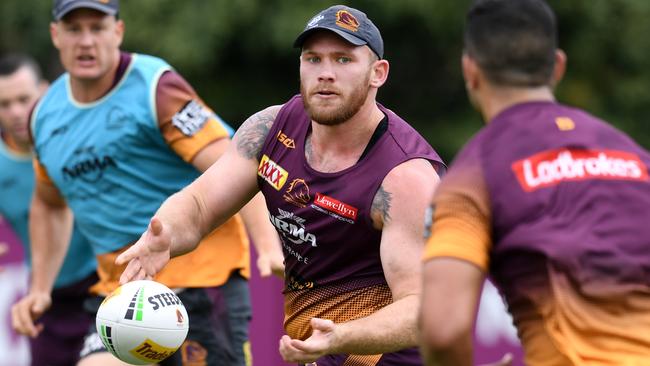 Lodge is Brisbane’s key middle forward. AAP Image/Dan Peled.